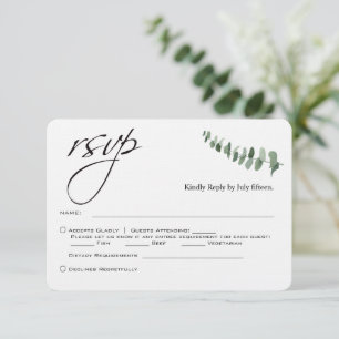 Elegant Script Eucalyptus QR Code Wedding rsvp Card
