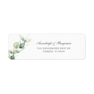 Elegant Script Eucalyptus Wedding Return Address