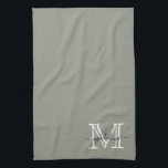 Elegant Script Evergreen Fog Monogram Tea Towel<br><div class="desc">Elegant Script Evergreen Fog Monogram kitchen towel</div>