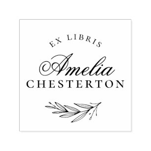 Elegant Script Ex Libris   Custom Modern Bookplate Self-inking Stamp