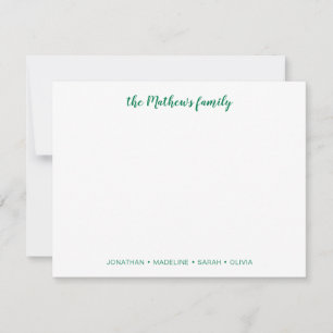 Elegant Script Family Last Name Forest Green Card