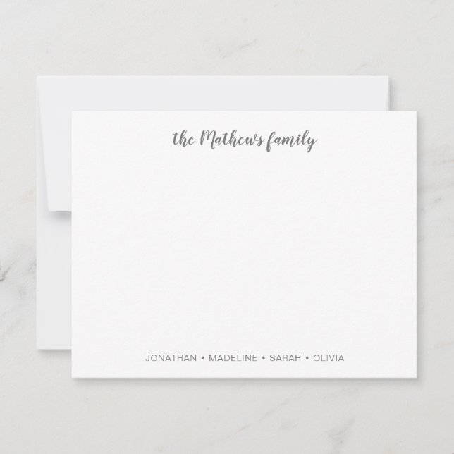 Elegant Script Family Last Name Silver Grey Card (Front)