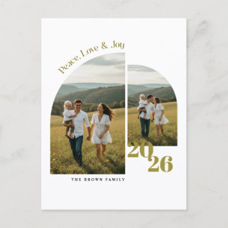 Elegant Script Family Multi Photo Christmas Holiday Postcard