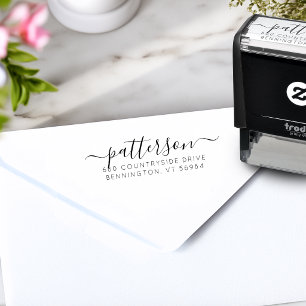 Elegant Script Family Name Custom Return Address Self-inking Stamp