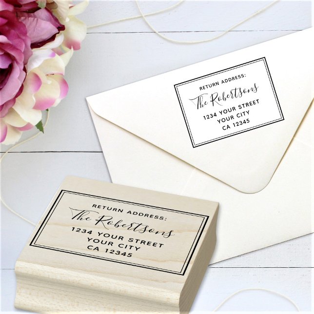 Elegant Script Family Name Return Address Rubber Stamp (Creator Uploaded)