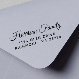 Elegant Script Family Name Return Address Self-inking Stamp