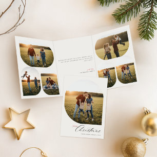 Elegant Script Family Photo Merry Christmas Tri-Fold Invitation