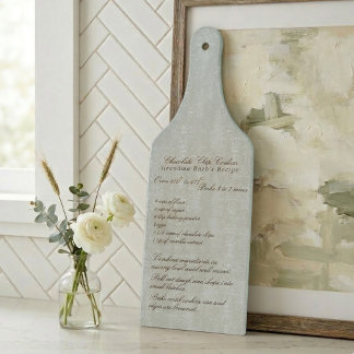 Elegant Script Family Recipe Blue Cutting Board