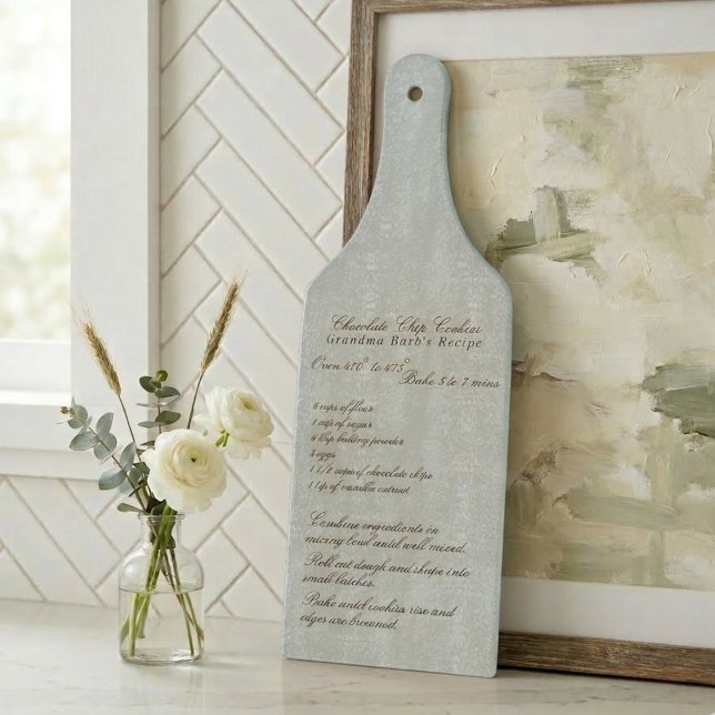 Elegant Script Family Recipe Blue Cutting Board (Elegant Script Family Recipe Blue Cutting Board)