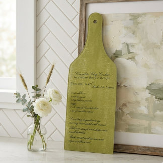 Elegant Script Family Recipe Chartreuse Cutting Board