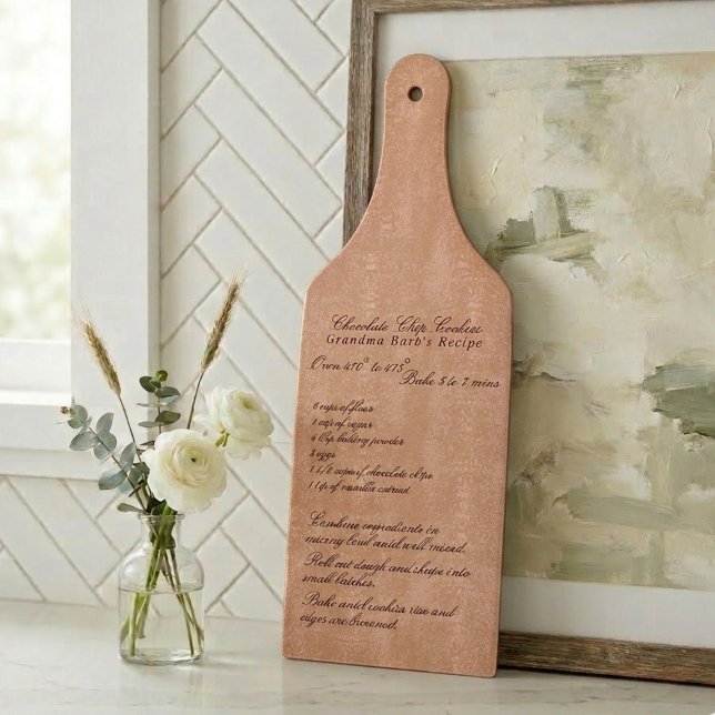 Elegant Script Family Recipe Coral Pink Cutting Board (Elegant Script Family Recipe Coral Pink Cutting Board)