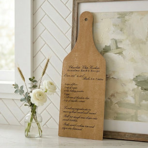 Elegant Script Family Recipe Mustard Yellow Cutting Board