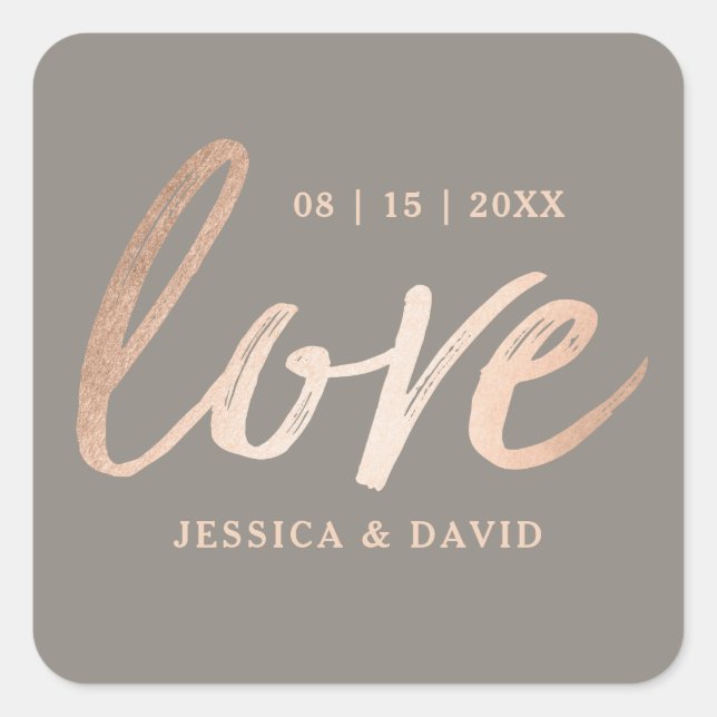 Elegant Script Faux Foil Square Sticker (Front)