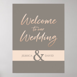 Elegant Script Faux Foil Wedding Poster