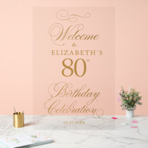 Elegant Script Faux Gold Birthday Welcome Acrylic Sign