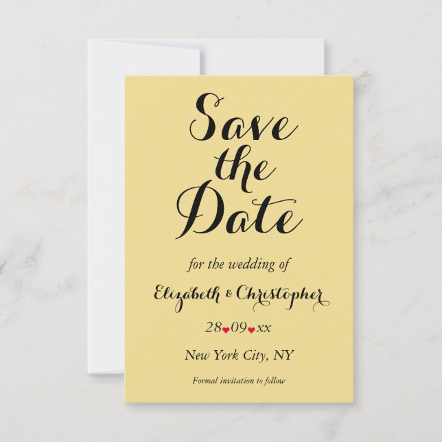 Elegant Script Faux Gold Black Wedding Engagement Save The Date (Front)