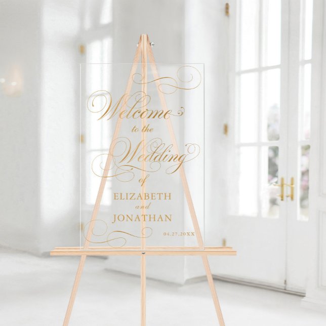 Elegant Script Faux Gold Wedding Welcome Acrylic Sign (Elegant Script Faux Gold Wedding Welcome Acrylic Sign)
