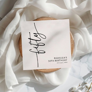 Elegant Script Fifty 50th Birthday Napkin