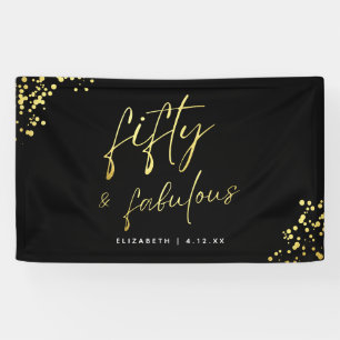 Elegant Script Fifty and Fabulous 50th Birthday Banner