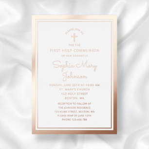 Elegant Script First Communion Rose Gold 