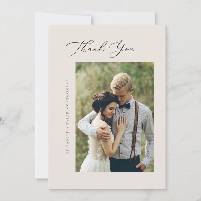 Elegant Script Flat Thank You Card (Front)