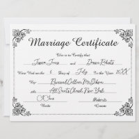 Elegant Script Floral Filled Marriage Certificate