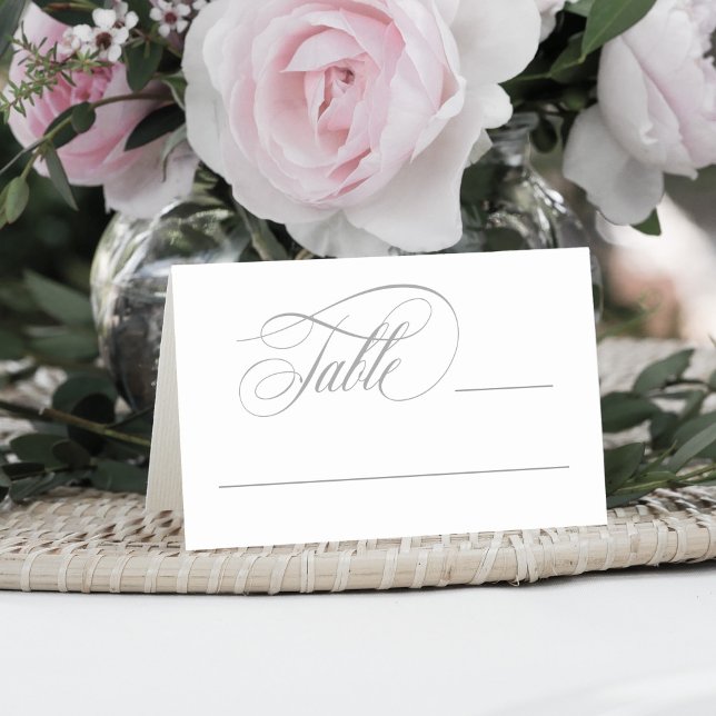 Elegant Script Flourishes Grey Place Card (Creator Uploaded)
