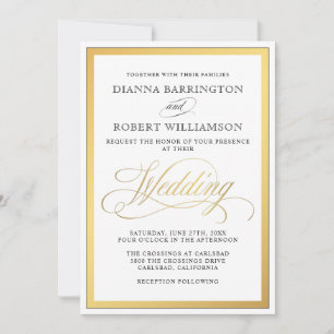 Elegant Script Flourishes Wedding Invitation