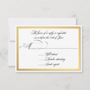 Elegant Script Flourishes Wedding RSVP Card