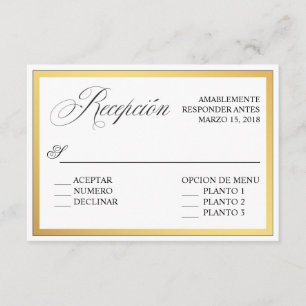 Elegant Script Flourishes Wedding Spanish RSVP Invitation