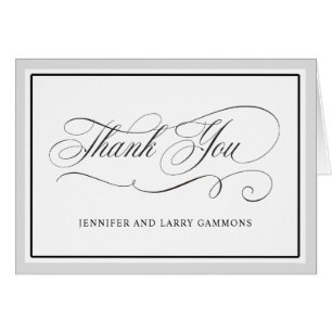 Elegant Script Flourishes Wedding Thank You