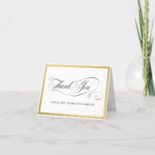 Elegant Script Flourishes Wedding Thank You Card