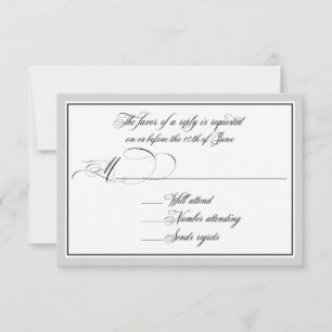 Elegant Script Flourishes with Any Colour Border RSVP Card