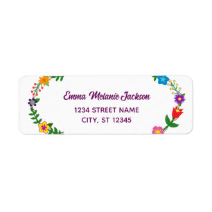 Elegant Script Flowers Modern Return Address