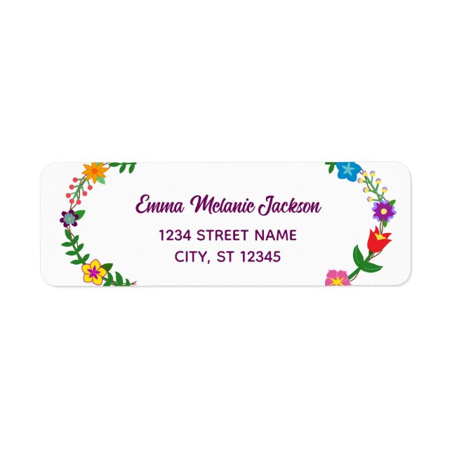 Elegant Script Flowers Modern Return Address (Front)