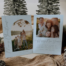 Elegant Script Foil Arch Photo Family Holiday Card