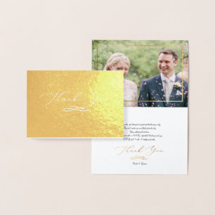 Elegant Script Foil, Wedding Photo Thank You Foil Card