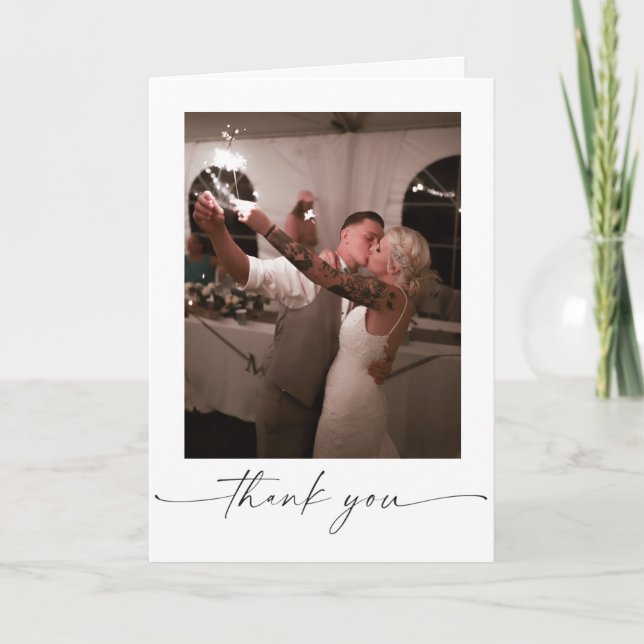Elegant Script Folded Wedding Thank You Card (Front)