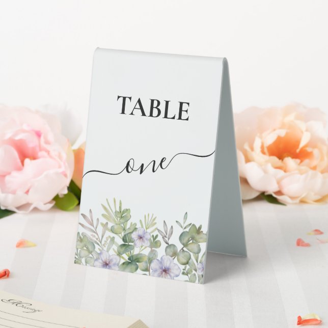 Elegant Script & Foliage Calligraphy Table Number (In SItu (Wedding))