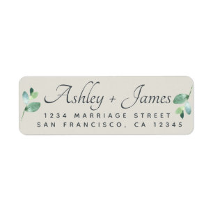 Elegant Script Foliage Wedding Return Address