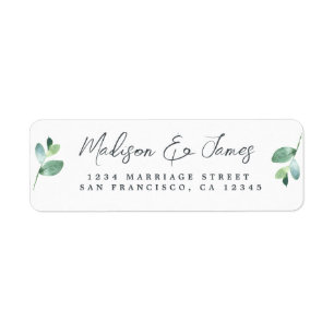 Elegant Script Foliage Wedding Return Address