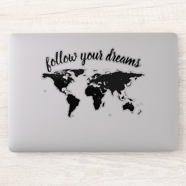 Elegant Script Follow your Dreams World Map (Computer)