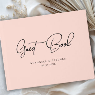 Elegant Script Font Blush Pink Wedding  Guest Book