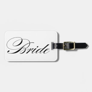 Elegant script font Bride luggage tag honeymoon