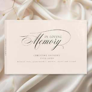 Elegant, Script Font "In Loving Memory" Funeral Guest Book
