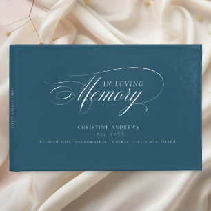 Elegant, Script Font "In Loving Memory" Funeral Guest Book