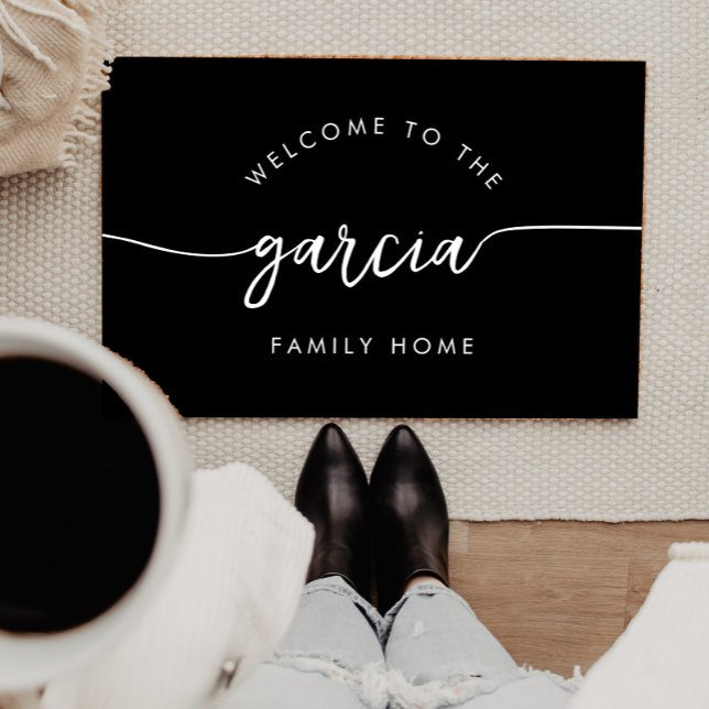 Elegant Script Font Personalised Family Name  Doormat (Creator Uploaded)