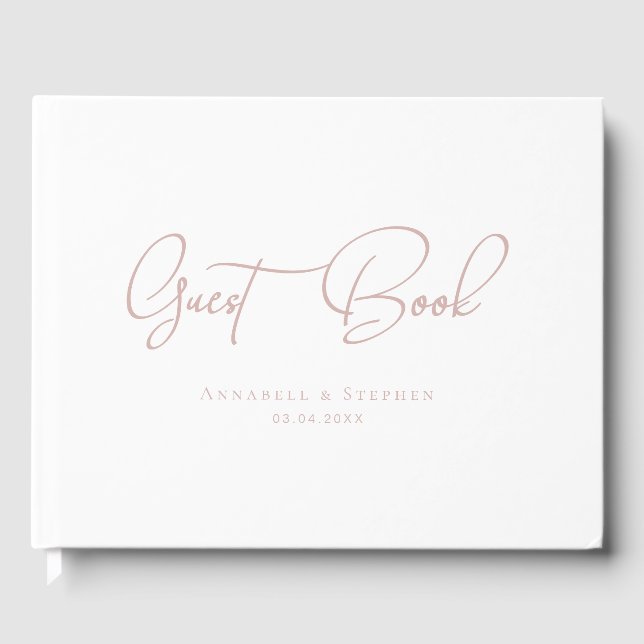 Elegant, Script Font, White, Wedding Guest Book (Front)