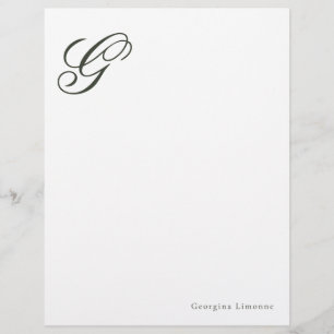 Elegant Script Forest Green Monogram Letterhead