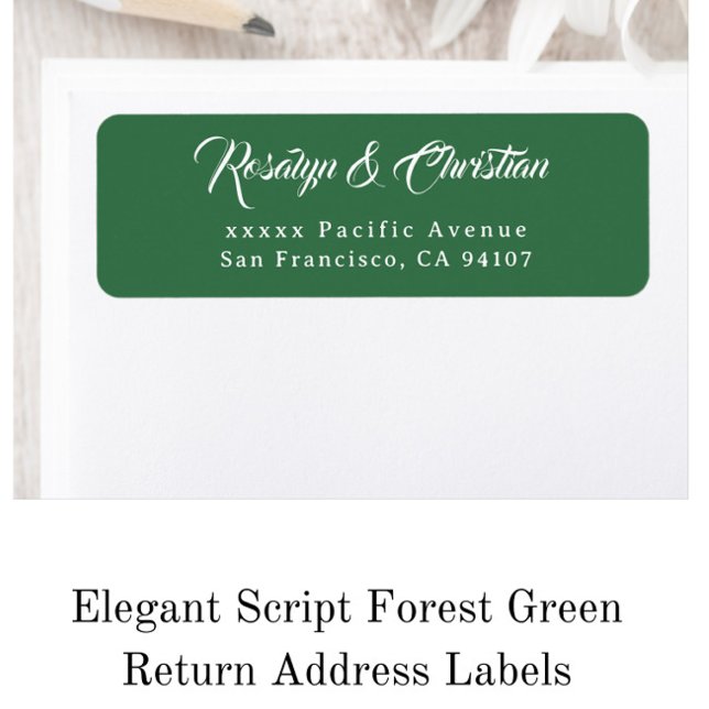 Elegant Script Forest Green Return Address Labels (Creator Uploaded)
